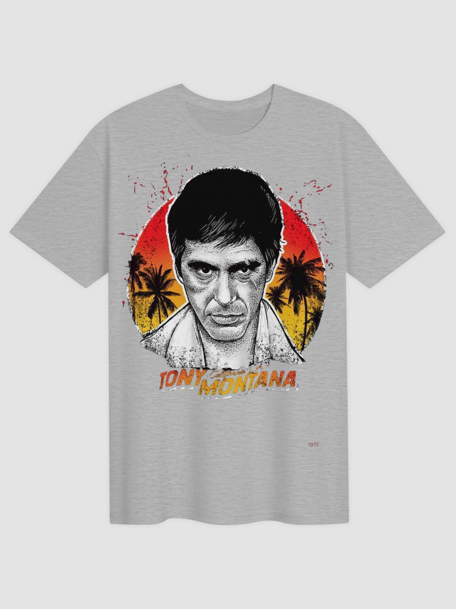 Scarface Tony Montana Graphic Tee | Blood Splatter Ink Portrait | 80s Miami Kingpin product image (1)