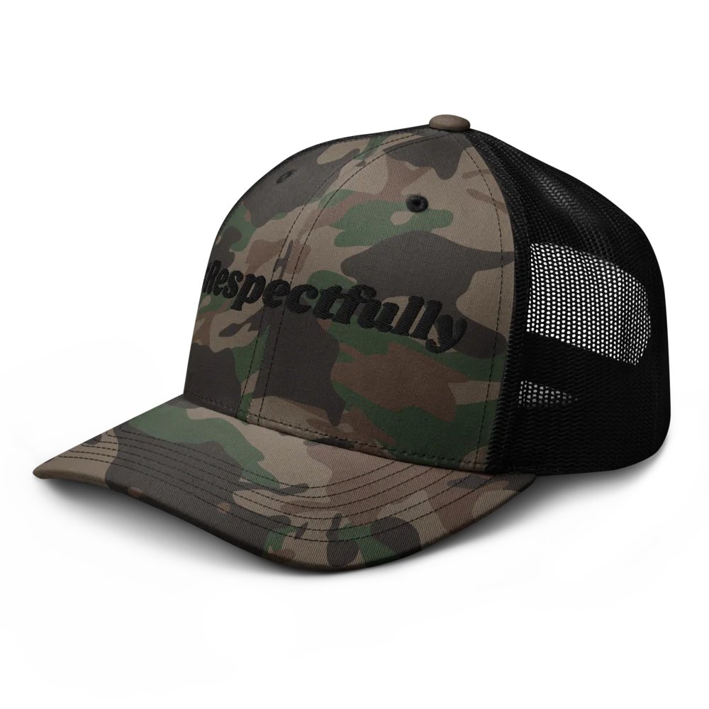 #Respectfully Camo Trucker Hat (Blk) product image (6)