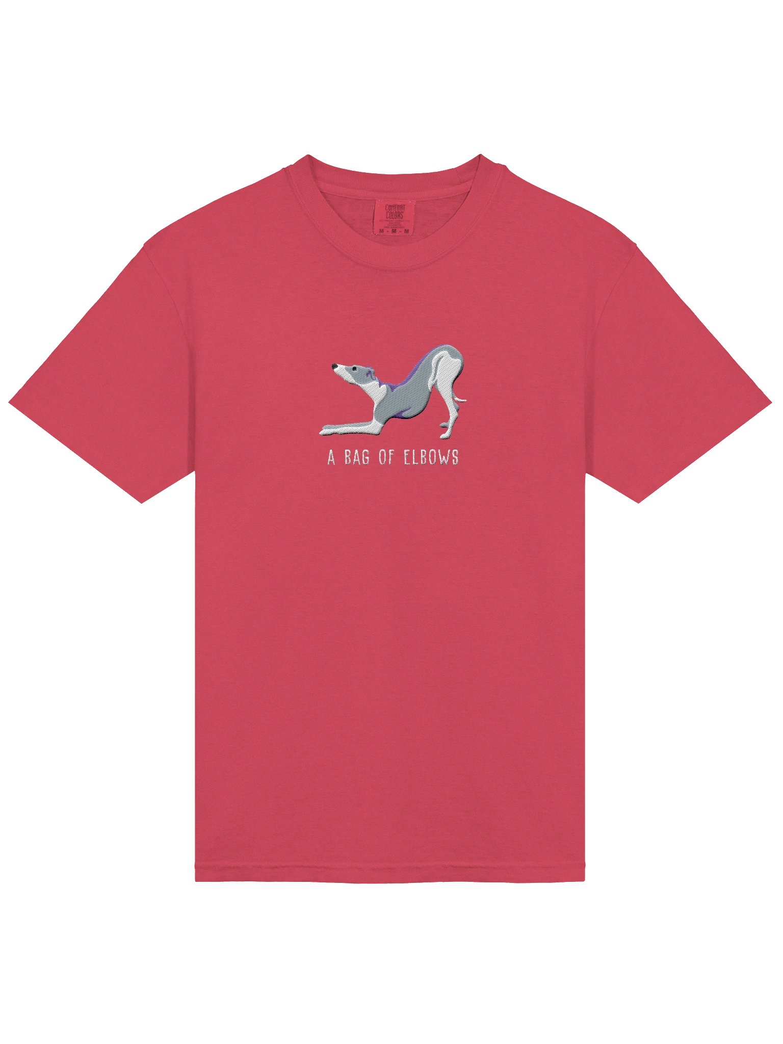 A Bag of Elbows T-Shirt(Embroidered) of an Italian Greyhound(Blue & White) product image (6)