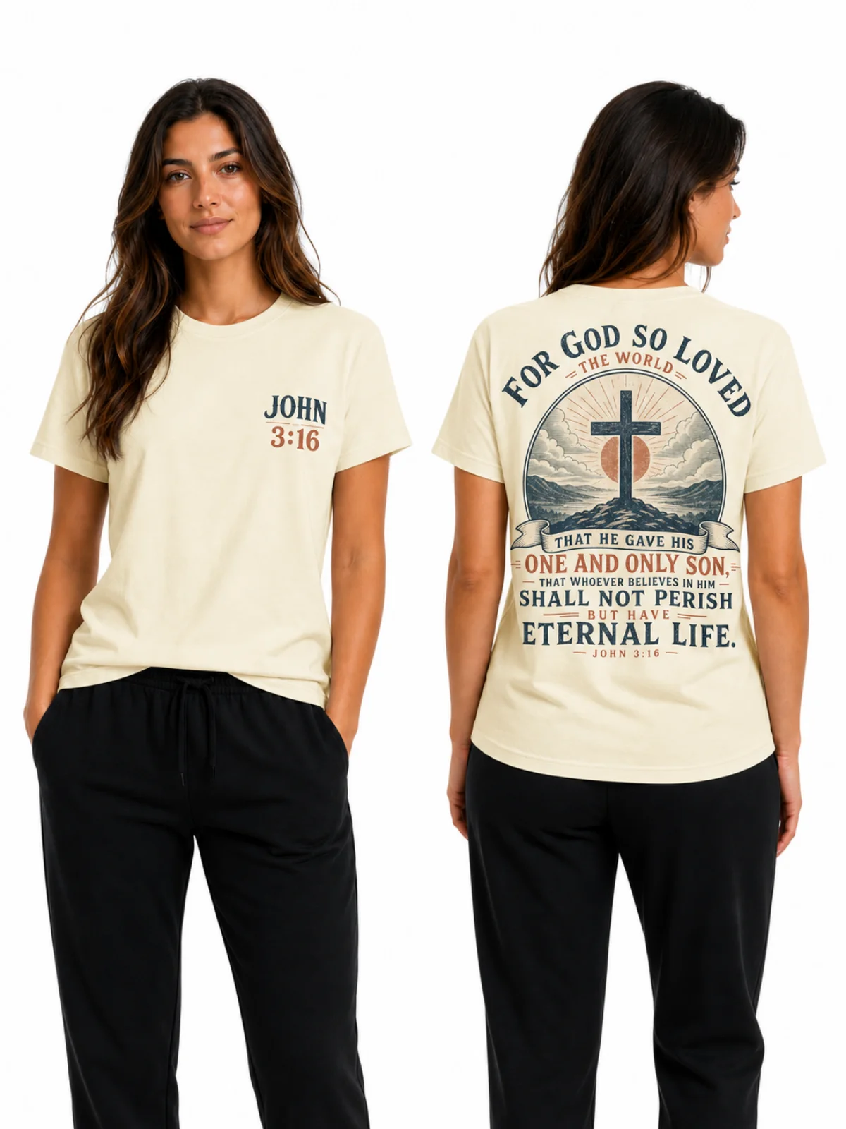 John 3:16 Cross Mountain Adult T-Shirt product image (3)