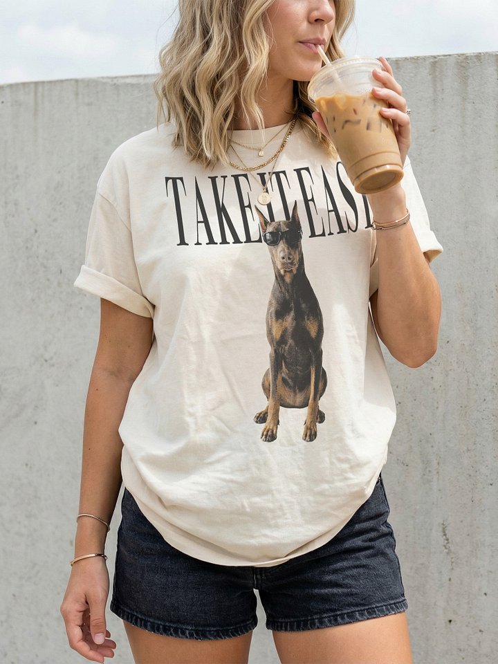 Take It Easy '90s Pop Vintage-Style T-Shirt for Doberman(Red & Tan, Cropped Ears) Owners product image (2)