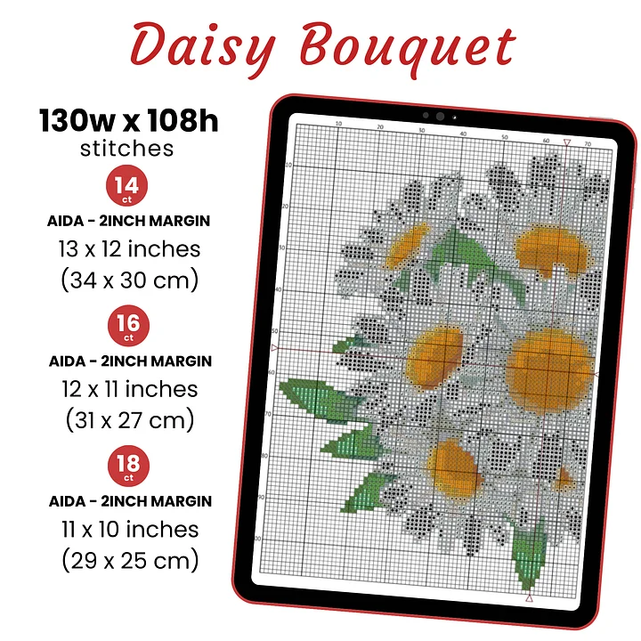 Daisy Bouquet Cross Stitch Pattern product image (2)