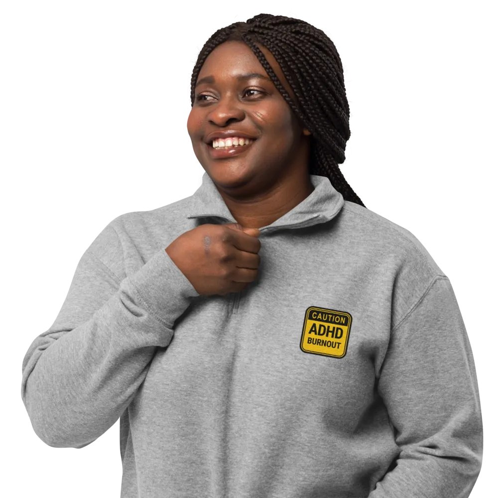 CAUTION: ADHD BURNOUT embroidered quarter zip product image (4)