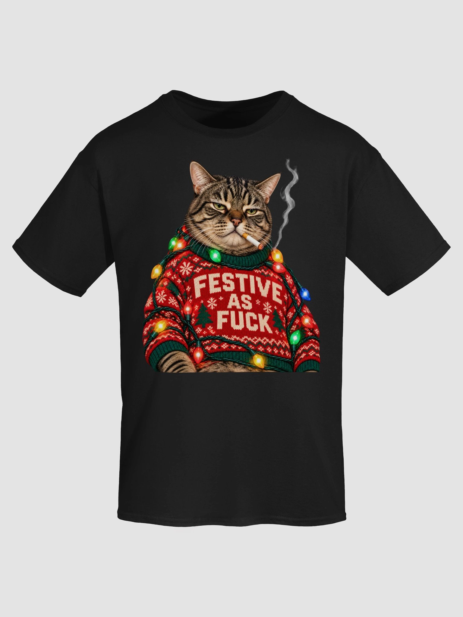 Festive AF Grumpy Cat Shirt - Funny Ugly Christmas Sweater Meme T-Shirt product image (2)