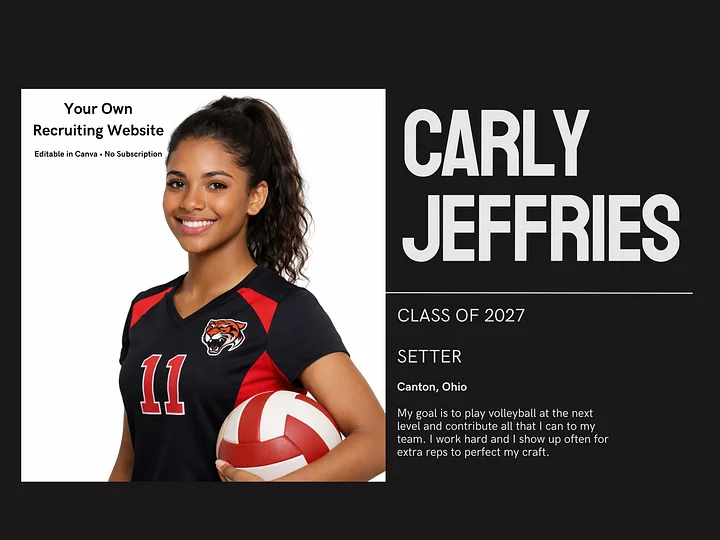 Athlete Recruiting Website Template, Create Your Own Player Profile Link (No Subscription, Canva Editable) product image (1)
