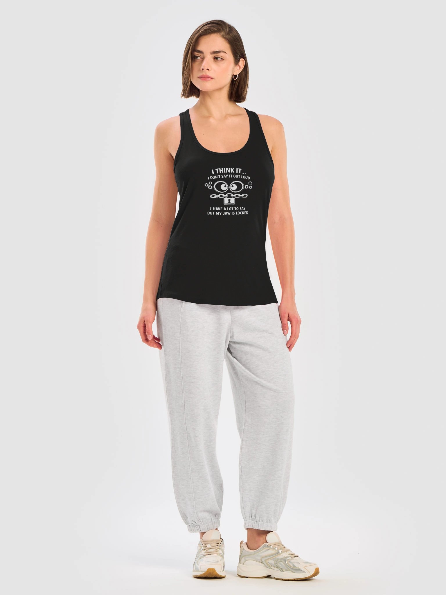 I THINK IT – I DON’T SAY IT OUT LOUD | Overthinker Humor Tank Top | White Print | UnspokenMinds product image (5)