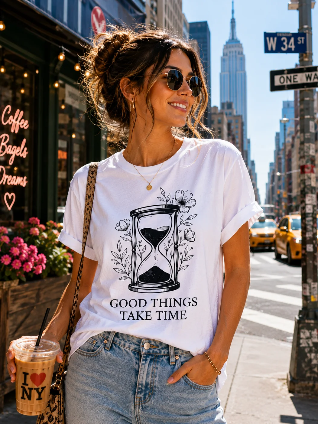 Good Things Take Time T-Shirt | Floral Hourglass Shirt | Inspirational Motivational Tee for Women | Slow Living Gift product image (2)