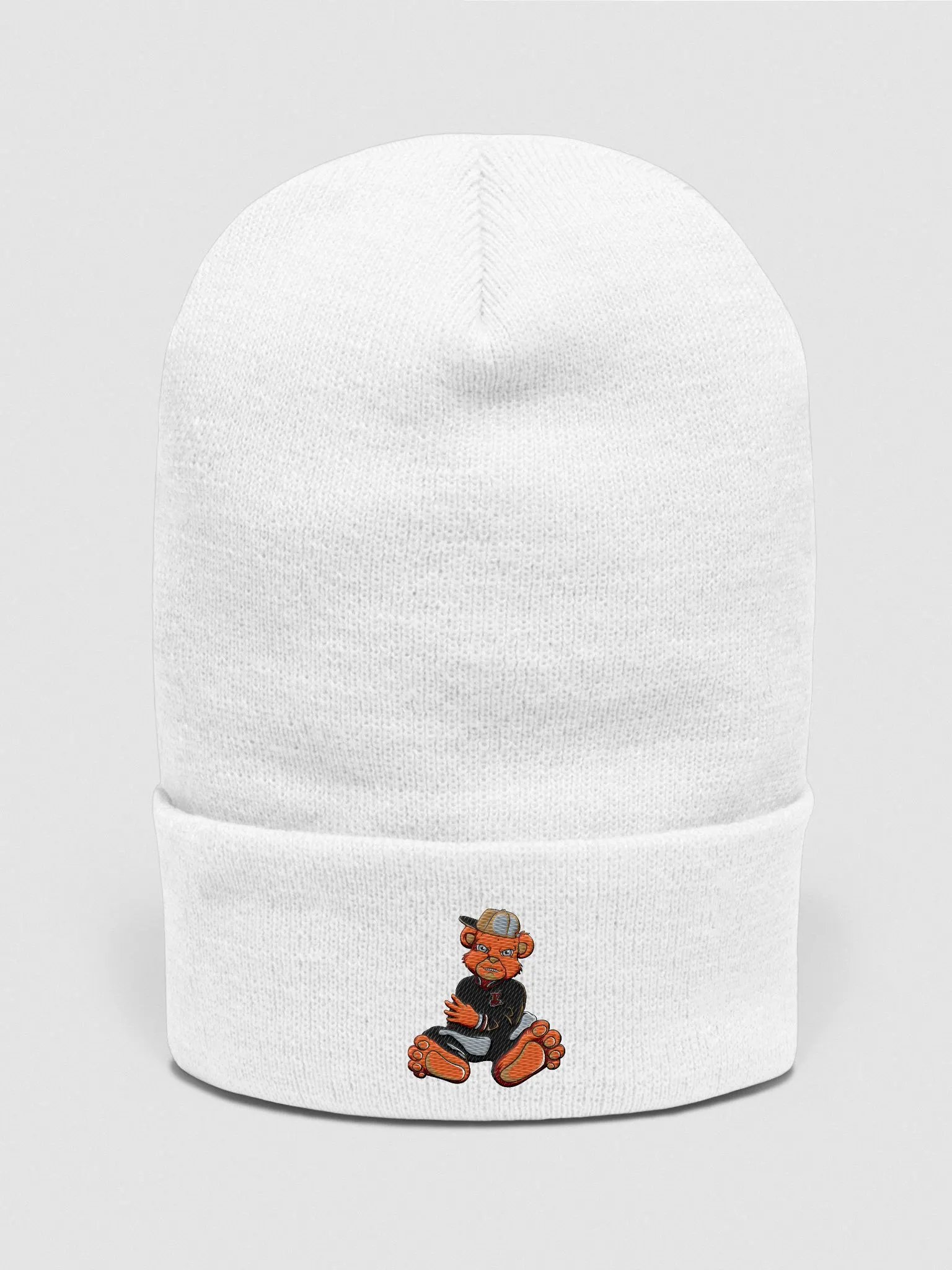 Sitting Bear White Beanie product image (1)