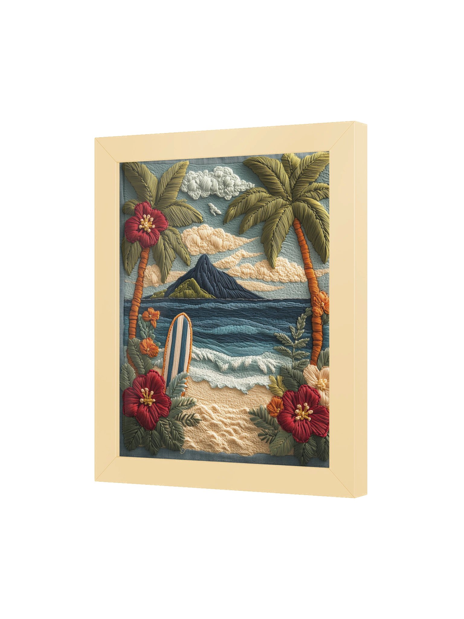 A Little Piece of Hawaii | Embroidery-Style Wall Art — Framed Print product image (3)