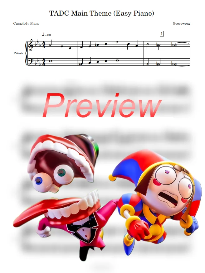 TADC Main Theme (Easy Piano) arranged by Camelody Piano product image (1)