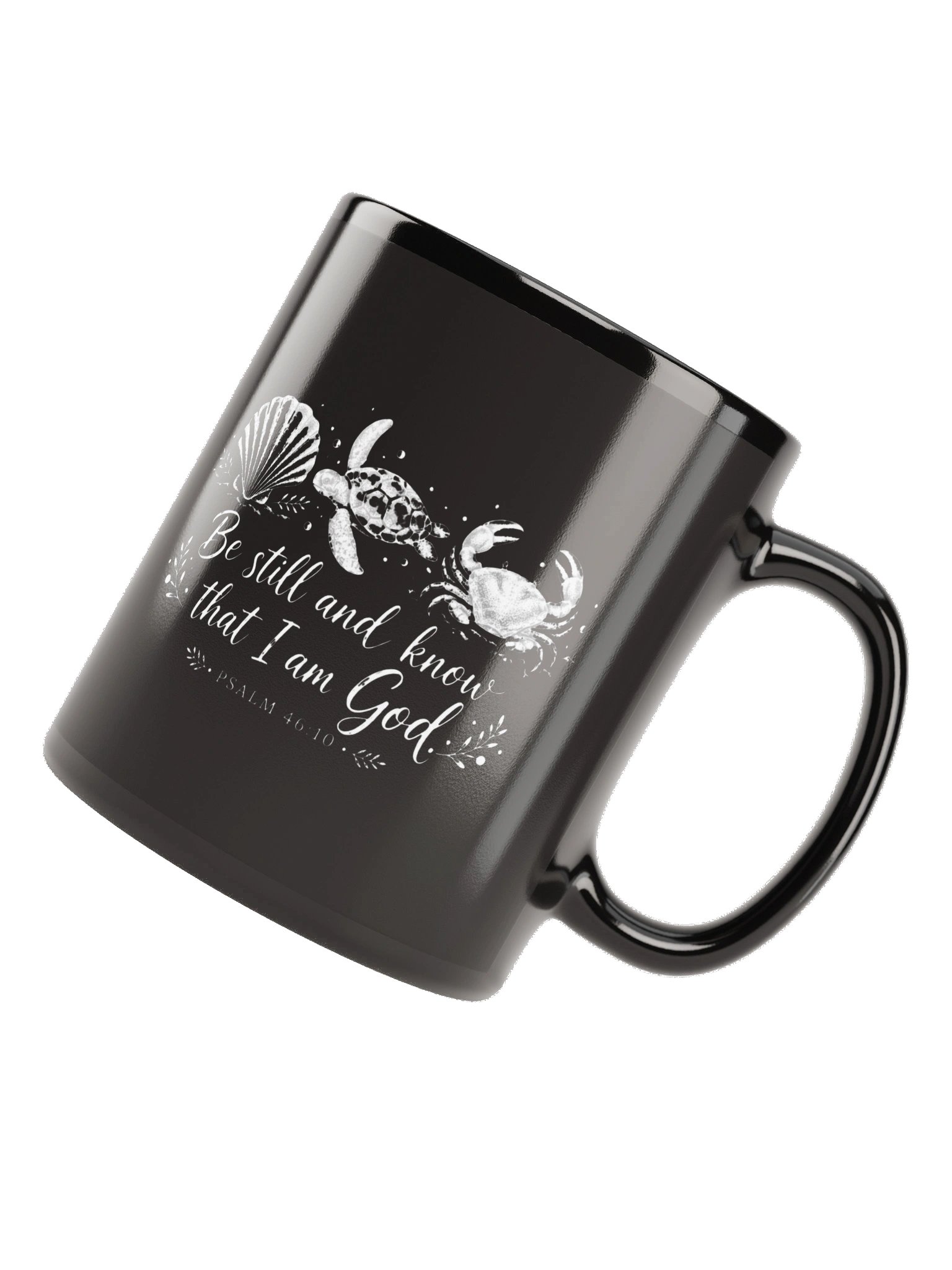 Be Still and Know That I Am God Christian Coffee Mug | Psalm 46:10 Coastal Seashell Turtle & Crab Faith Mug | Kingdom Life Co. product image (7)
