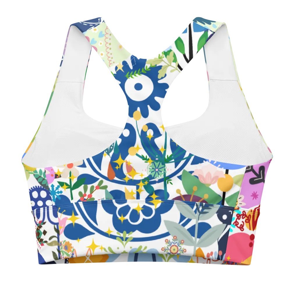 Whimsical Garden Mosaic All-Over Print Sports Bra - UPF50+ protection product image (4)