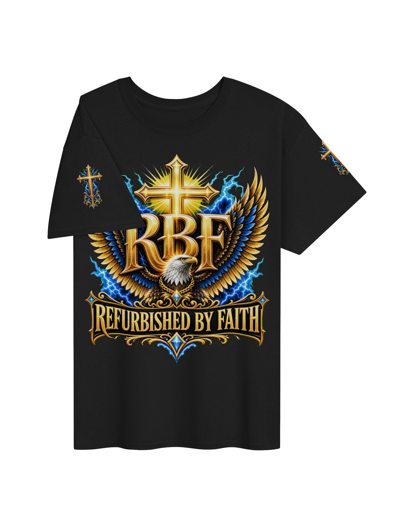 Lifted by Faith • Blue & Gold Eagle T-Shirt product image (3)
