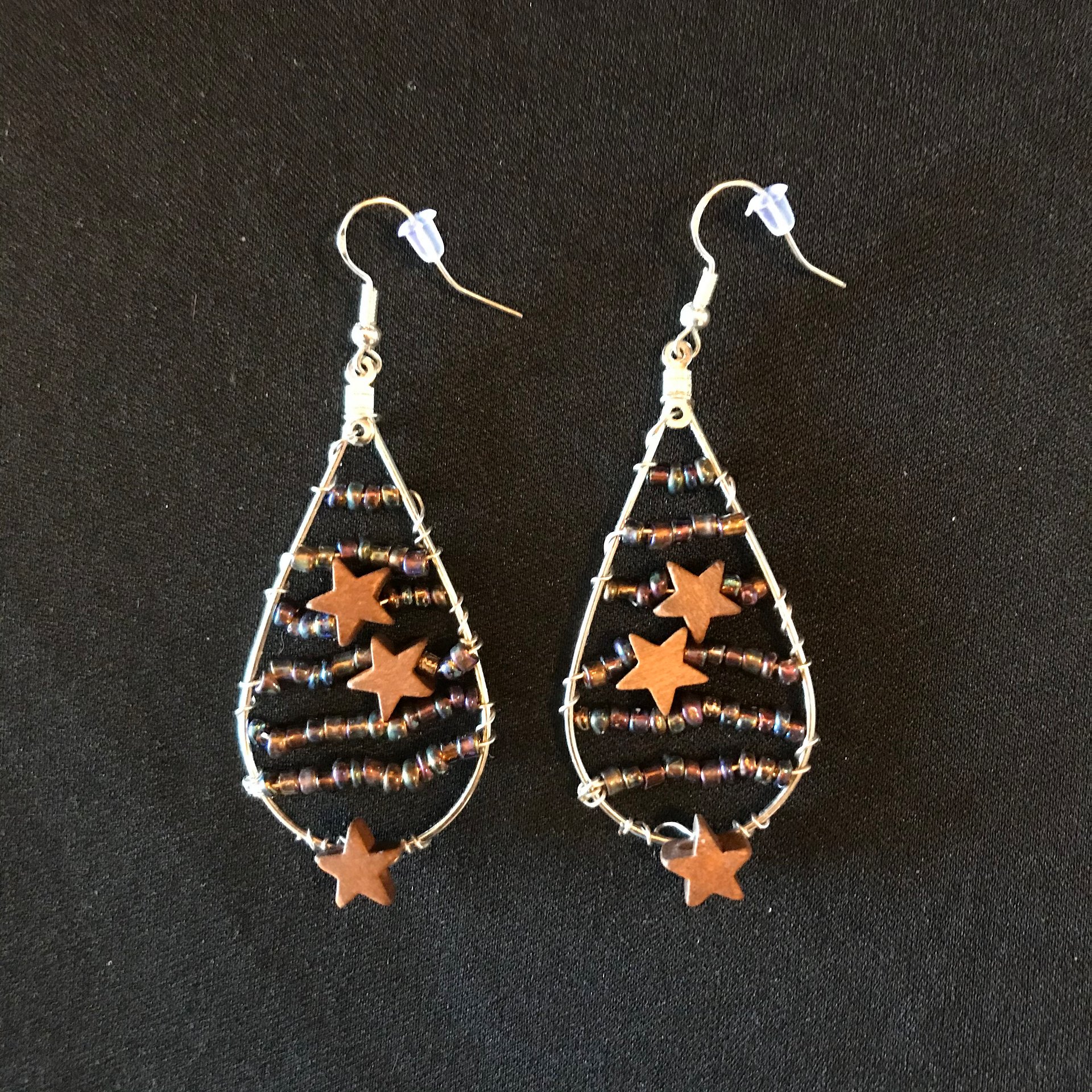 Brown Woven Star Earrings product image (1)