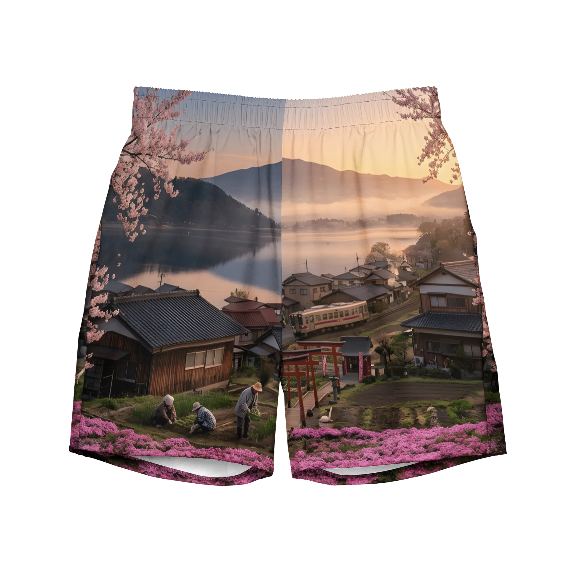 Mount Fuji Village Pink Moss Swim Trunks product image (1)