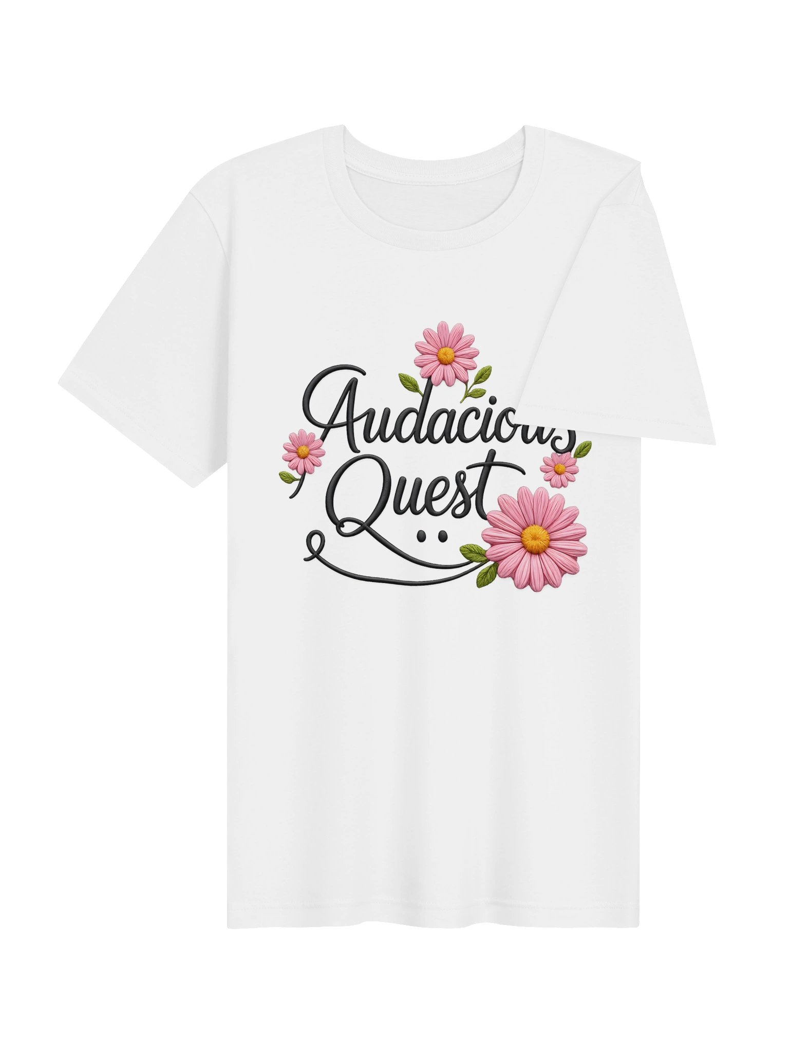 "Audacious Quest" Cute Floral Script Graphic T-Shirt product image (4)