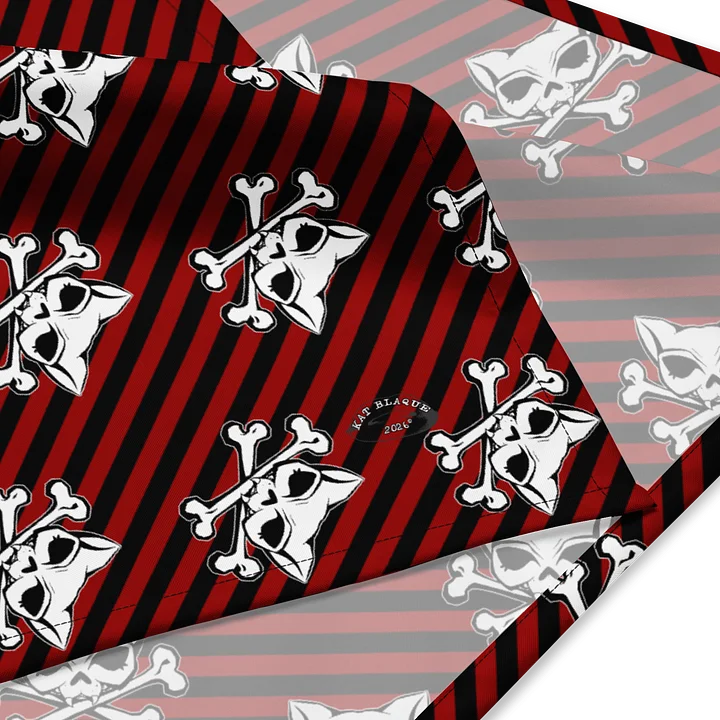 Blaque and Red Stripped Kat Skull Bandana product image (2)