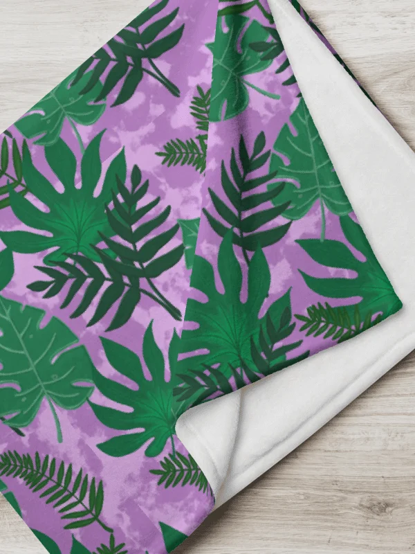 Jungle Leaves Pattern Throw Blanket- Purple Background product image (1)
