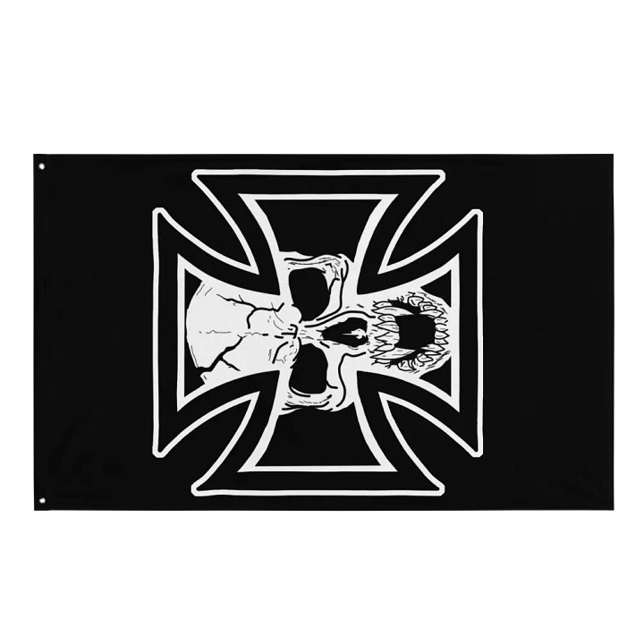 Maltese cross and skull hanging flag product image (1)