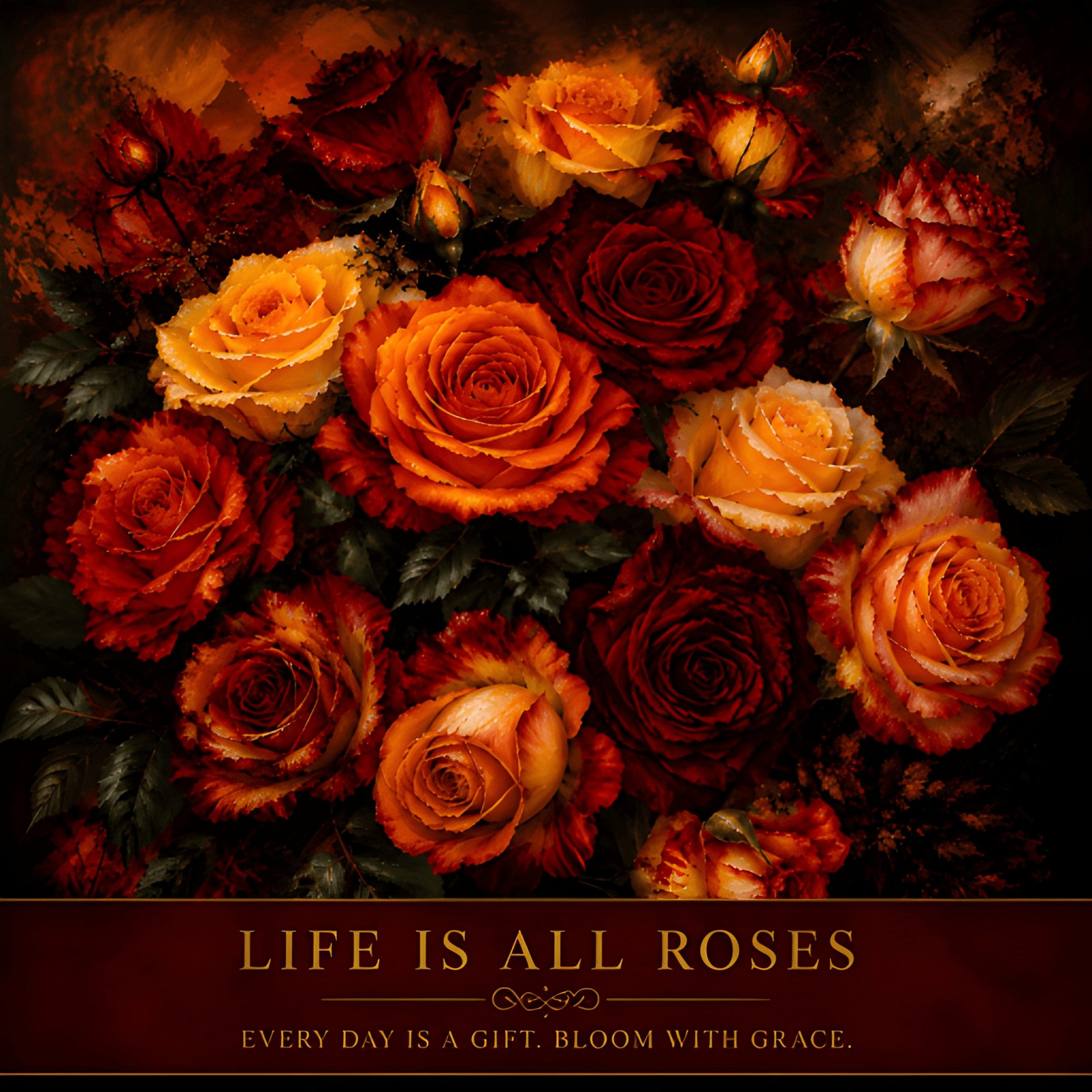 Life Is All Roses Floral Oil Painting Wall Art Printable | Vintage Rose Digital Download product image (2)