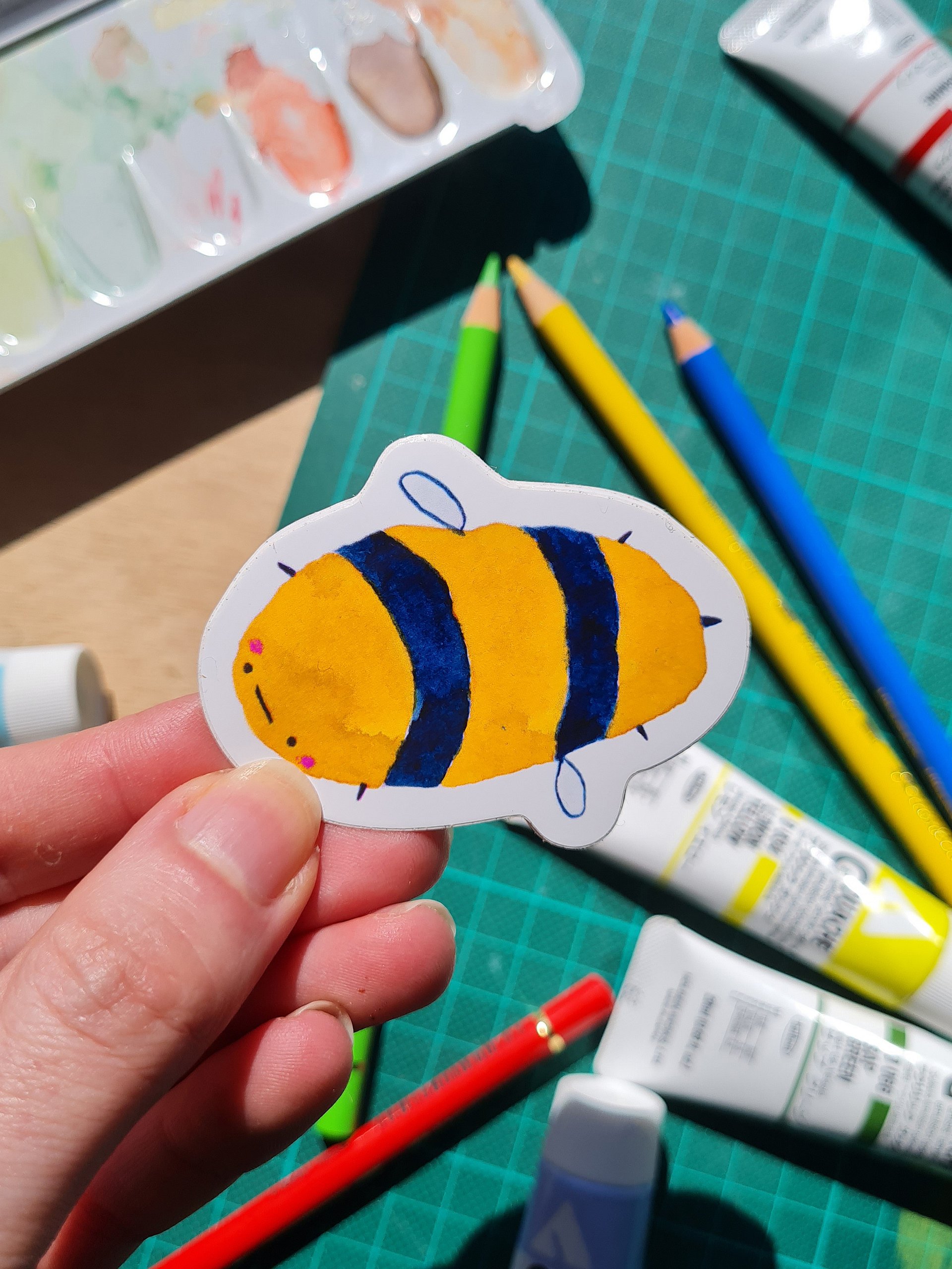 Sad Bee Vinyl Sticker product image (1)