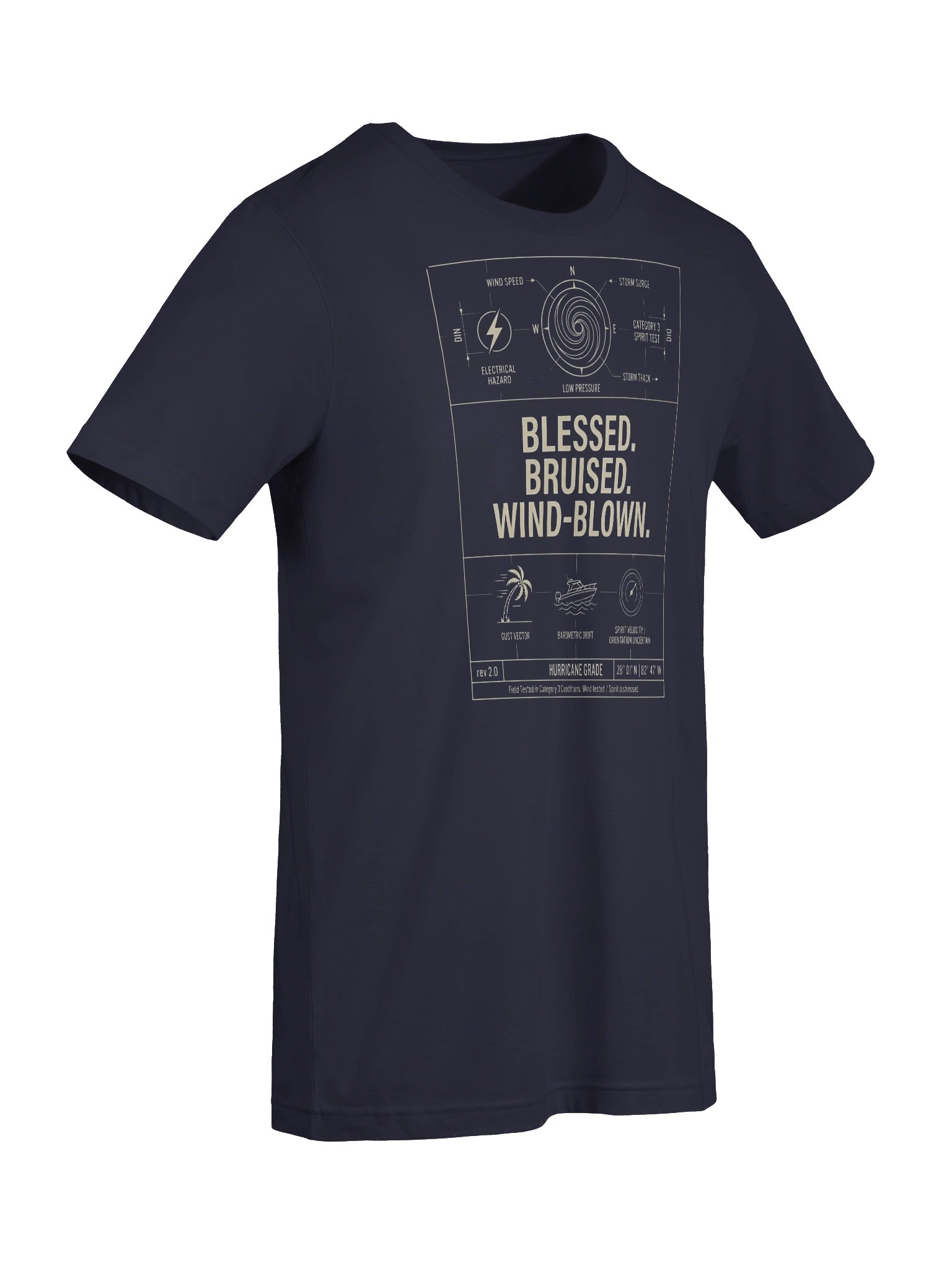 Blessed Bruised Wind-Blown Florida Hurricane Blueprint Tee product image (7)