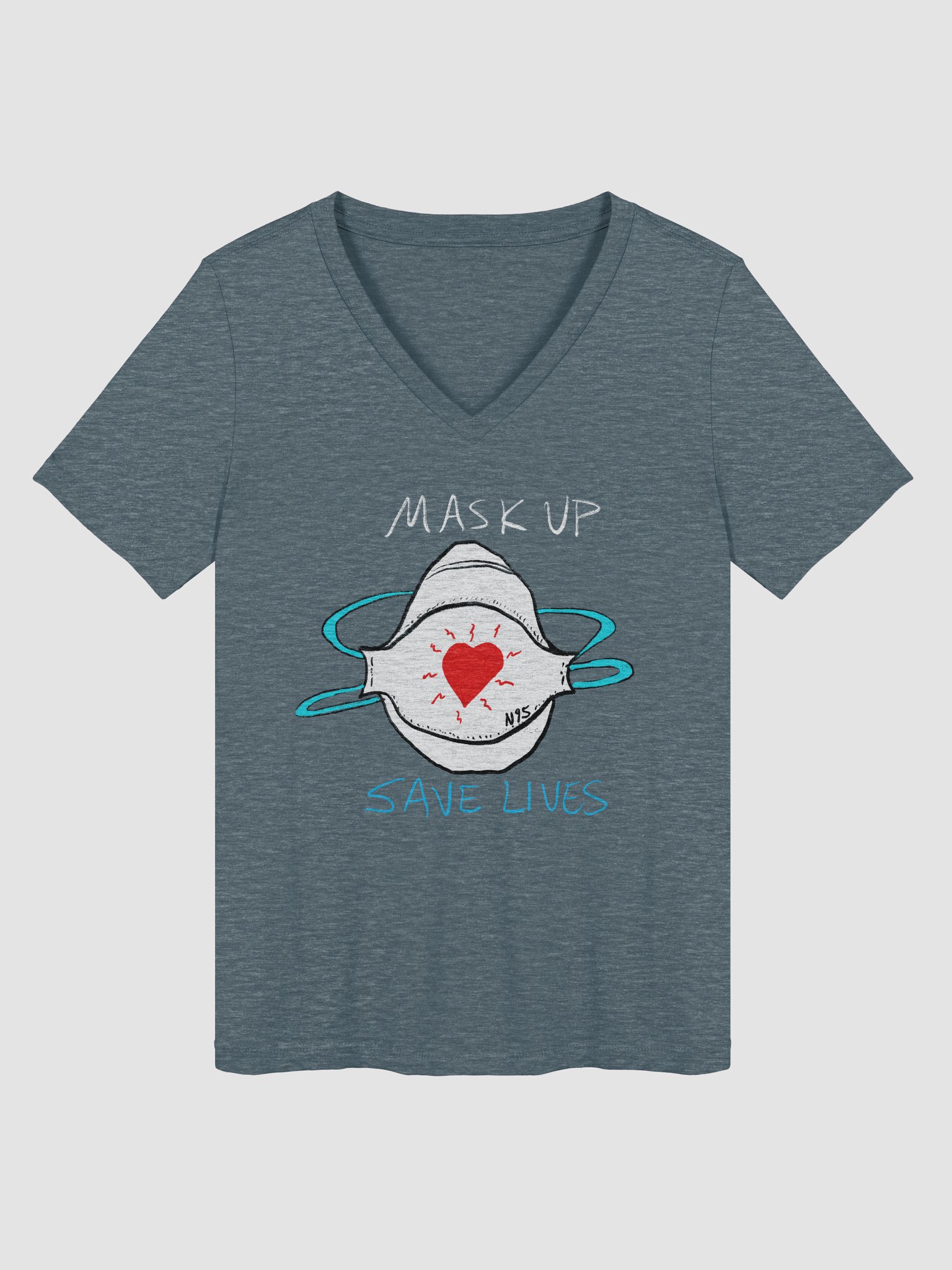 Mask Up Save Lives Relaxed V-Neck Tee product image (1)