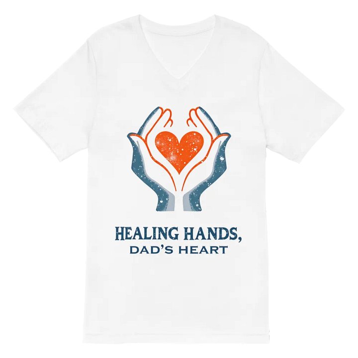 Flaming Heart , Dad's heart, Healing Hands V-Neck Tee product image (6)