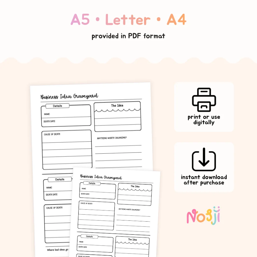 Business Idea Graveyard Printable Business Idea Tracker product image (2)
