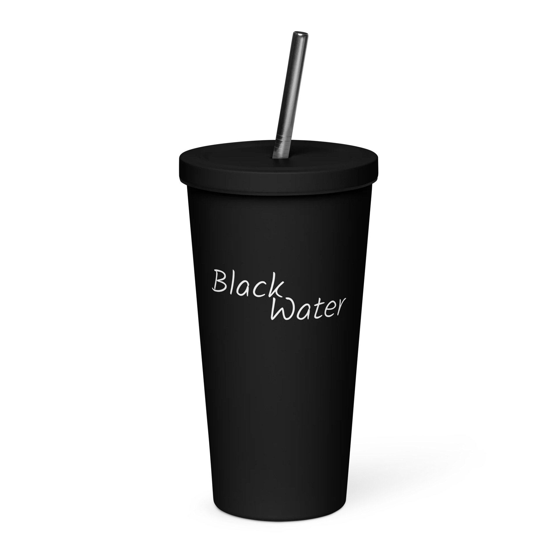 Insulated tumbler with straw - black/blue - BLACK WATER product image (5)