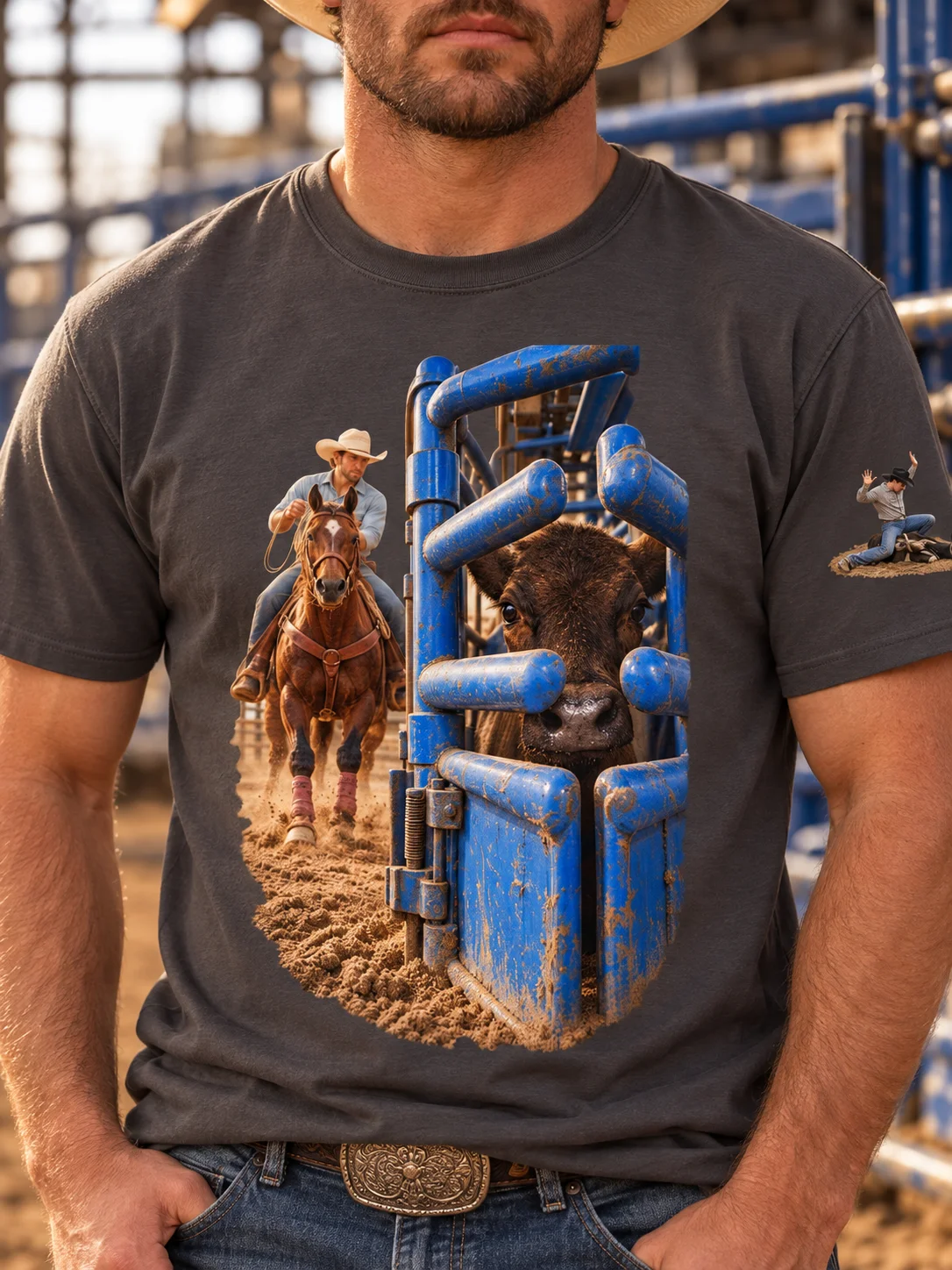 Calf Roping From Chute to Tie T-Shirt | BROKEN RODEO™ product image (91)