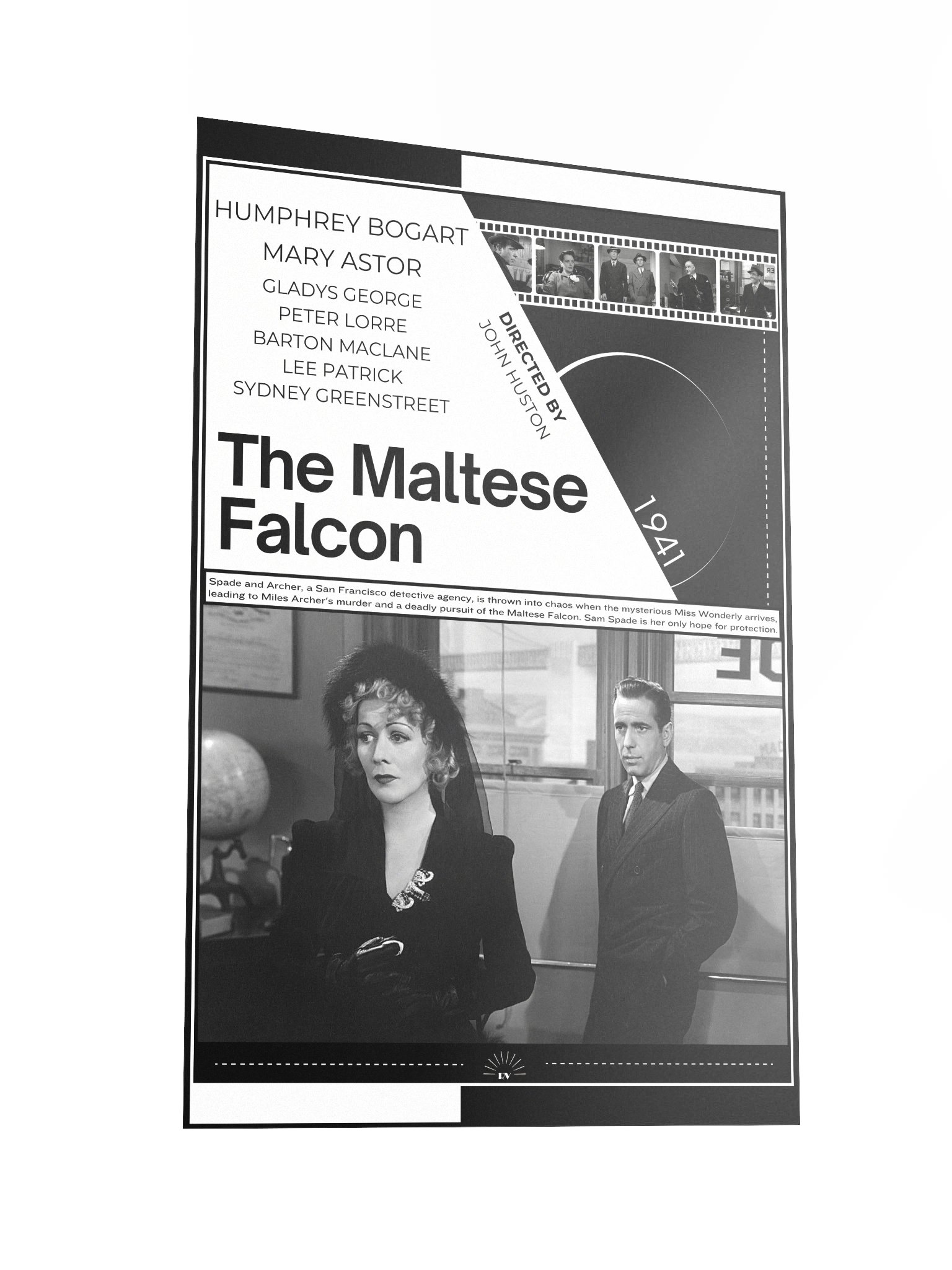 The Maltese Falcon with Humphrey Bogart, Peter Lorre and Mary Astor 1941 | Movie Poster | 12x18 Wall Art product image (2)