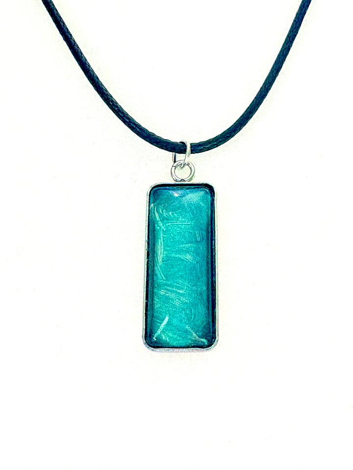 MFD-00148 | Electric Tide Pendant Necklace | Blue | Rectangle Cabochon | Monique Faella Designs™ product image (1)