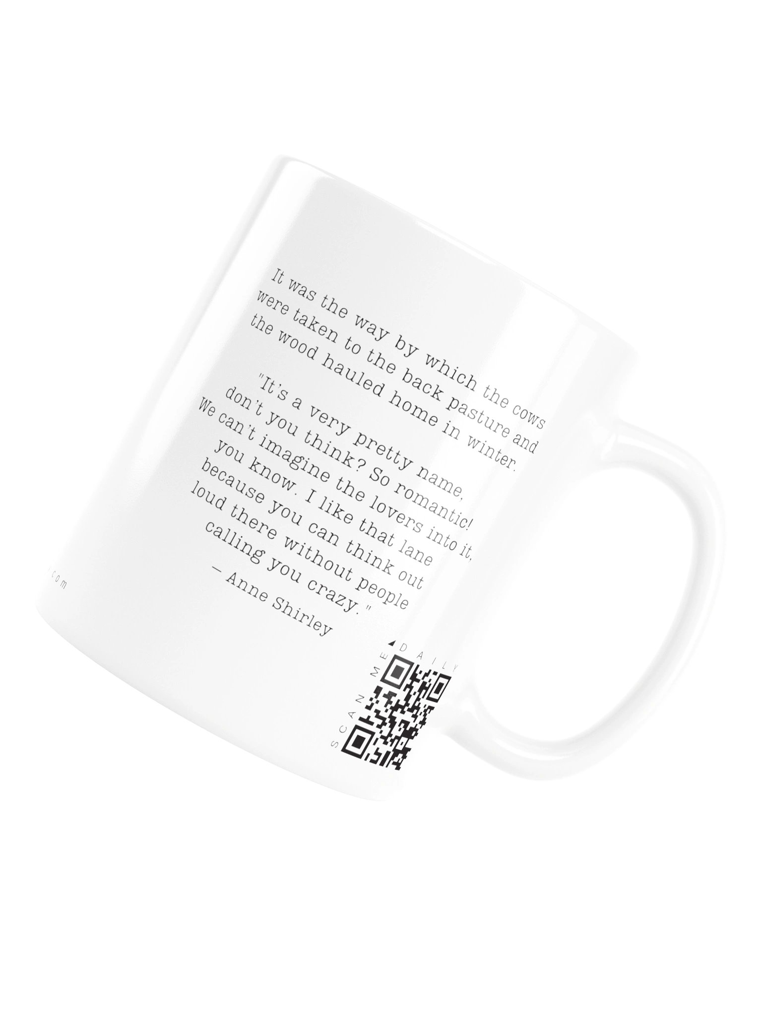 <i>Lovers Lane</i> • QR Mug<br /> With 160 Daily Quotes<br /> <small>Quotes from beloved novel<br />Anne of Green Gables (1908)</small> product image (7)