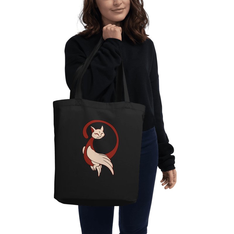 Calming Brown Cat-Owl Totebag / Black-Oyster product image (4)