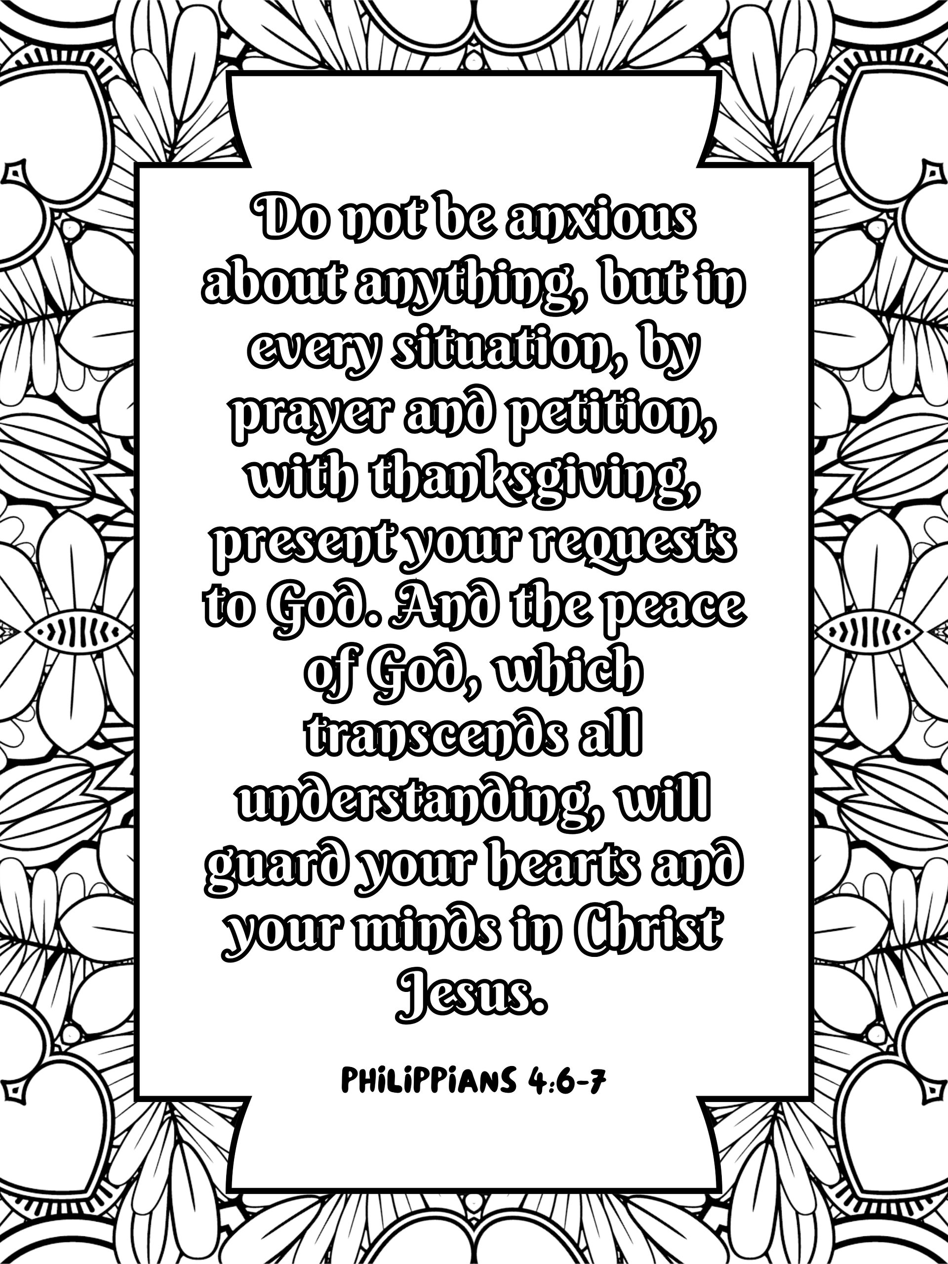 Philippians 4:6-7 Coloring Page Printable product image (2)