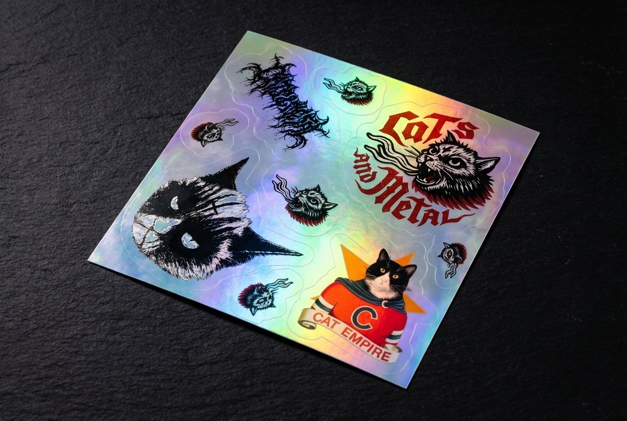 CATS AND METAL HOLO STICKER SET 5.5" × 5.5" product image (1)