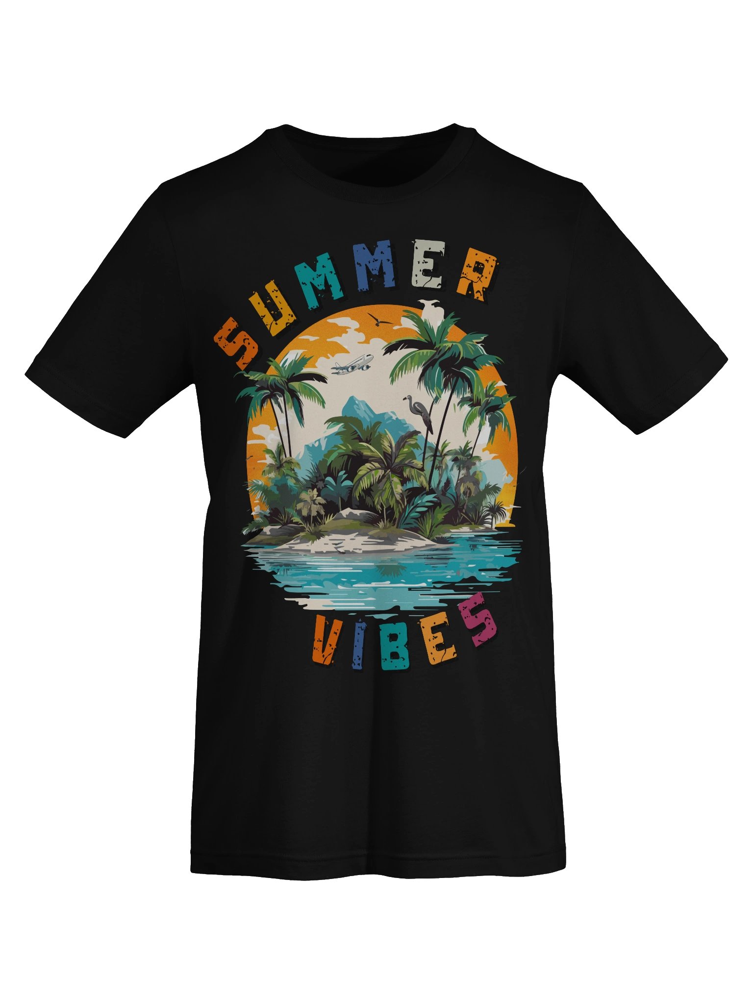 Summer Vibes Tropical Graphic T-Shirt for Women | Beach Sunset Palm Tree Aesthetic Tee | Cute Vacation Shirt product image (7)
