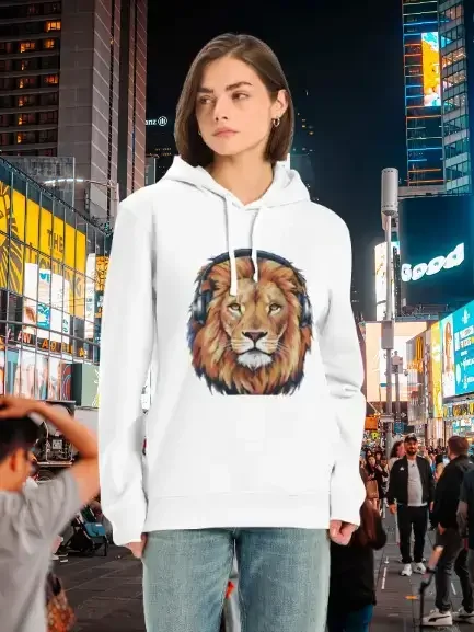 Majestic Neon Lion | Unisex Organic Premium Hoodie 🦁✨ product image (1)