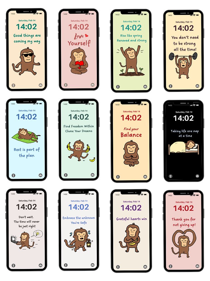 Phone Wallpapers: Monthly Messages by Monkey (12-Pack) product image (2)