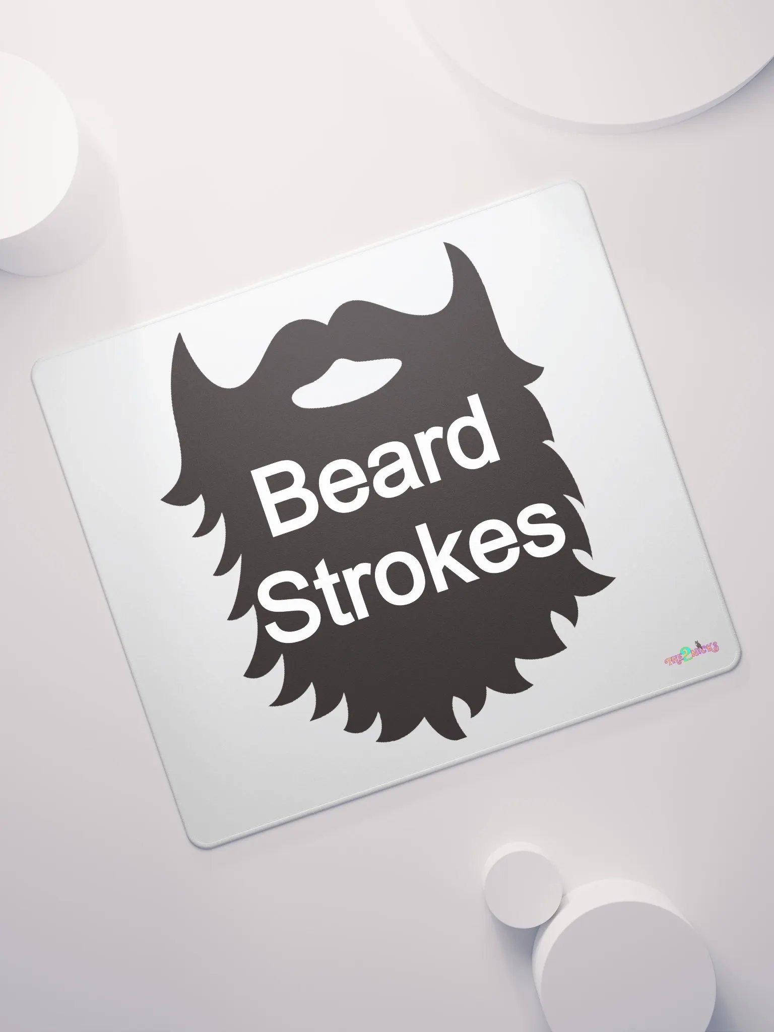 Black Beard Strokes Gaming Mouse Pad (White) product image (7)