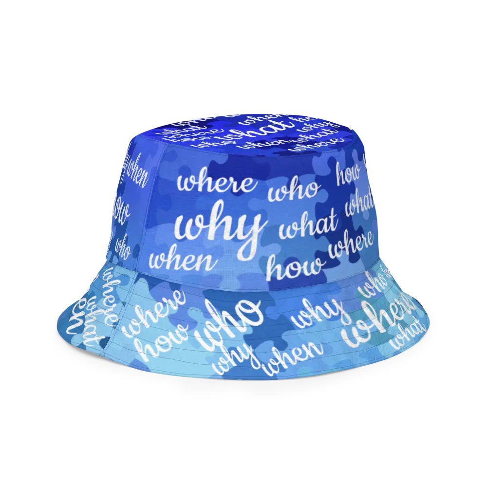 How Puzzling Blue Reversible Bucket Hat product image (3)