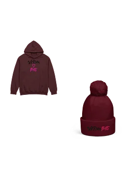 Verum Boys Beanie and Hoodie Bundle - Black/Pink