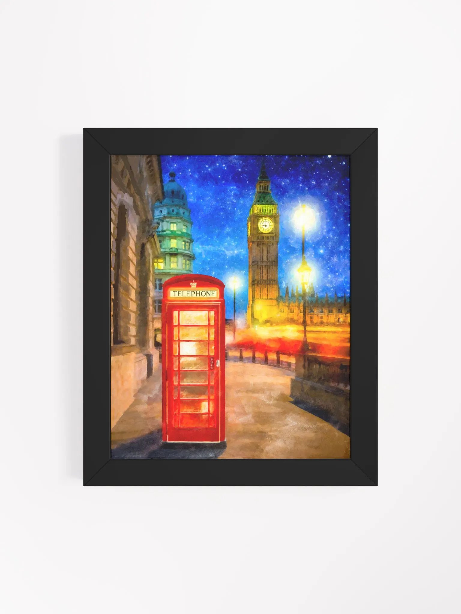 London Phone Box Art – Big Ben At Night Studio Framed Print product image (4)