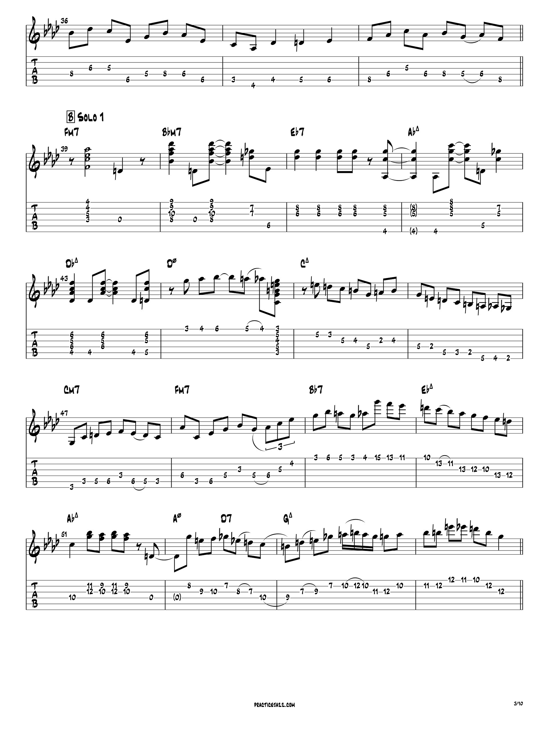 Joe Pass - All the things you are (Virtuoso) - Complete Guitar Solo Transcription (PDF) product image (3)