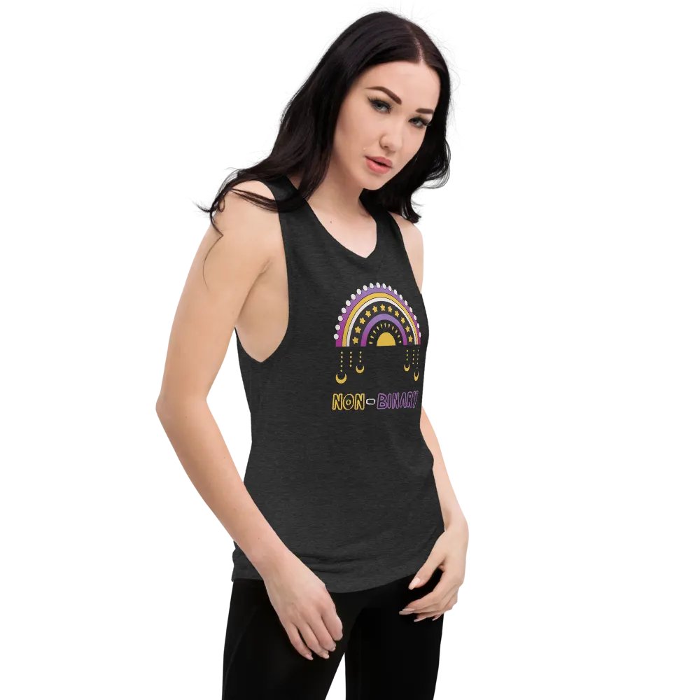 Non-Binary Rainbow Fitted Muscle Tank product image (10)