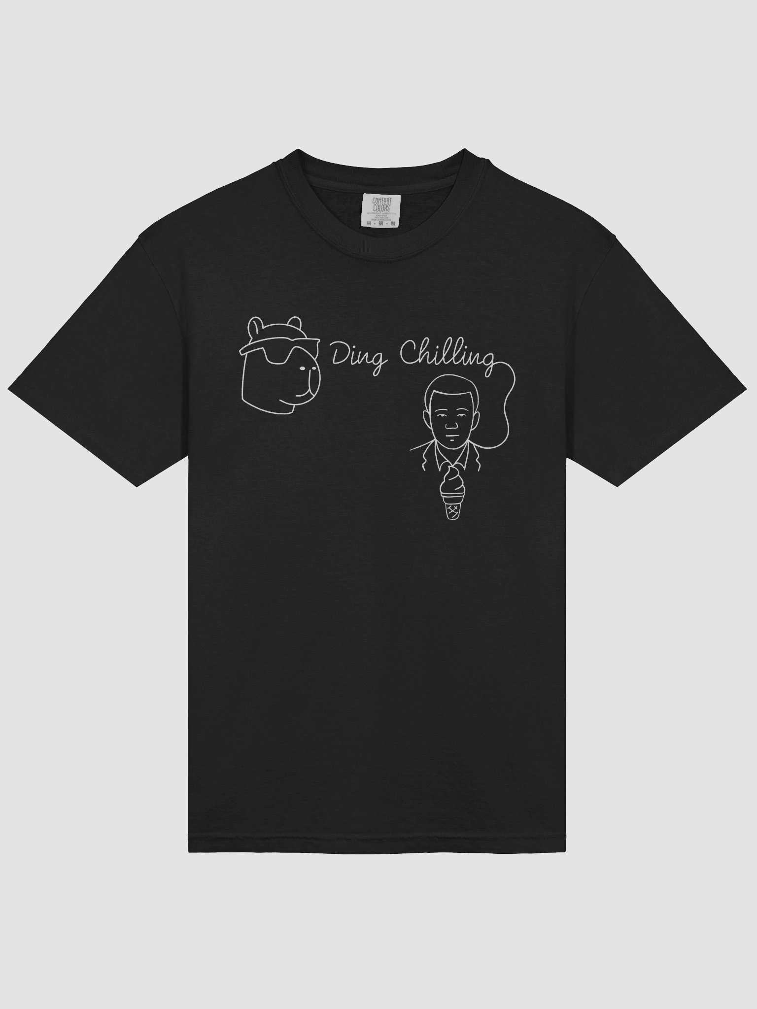 Ding Chilling [5a] – Chill Capybara & Ice Cream Meme | Hand-Drawn Chess Humor | White Line Art for Dark Colors | T-Shirt product image (30)