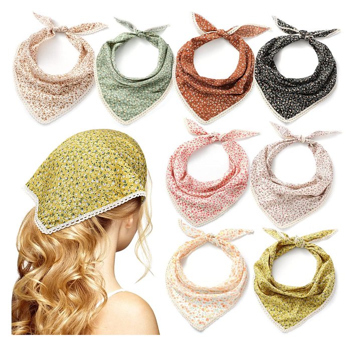 The Cottage Wrap — Floral Lace-Trim Bandana product image (1)