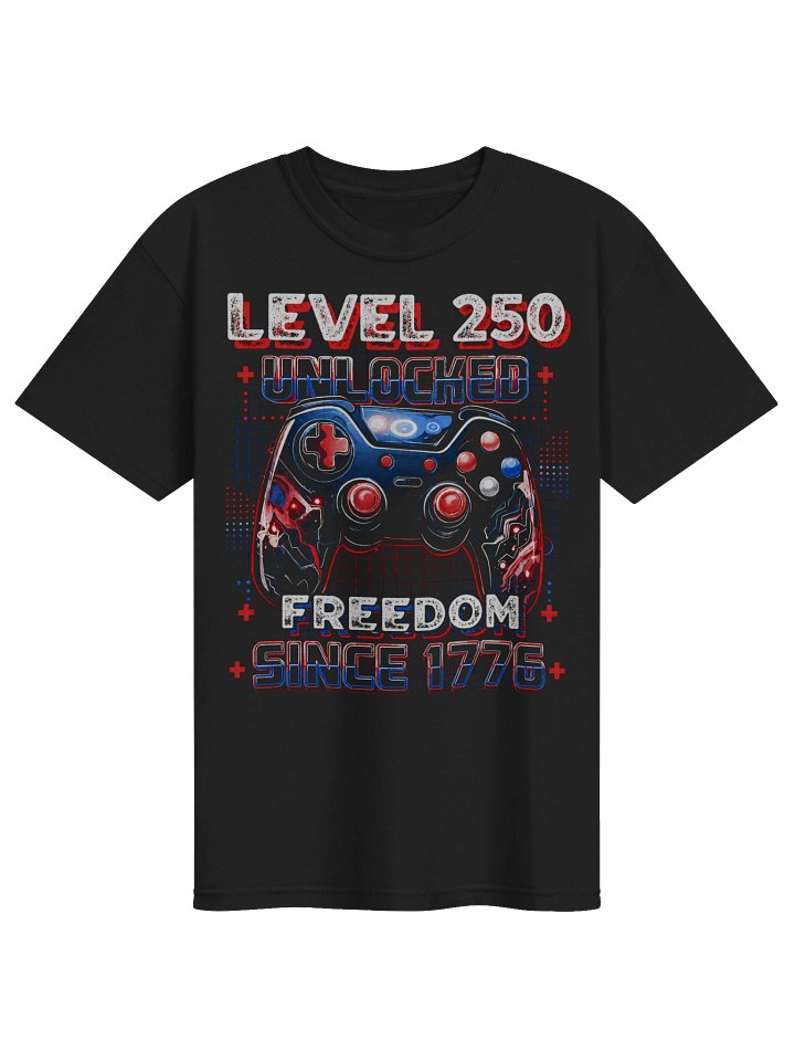 Level 250 Unlocked Since 1776 Patriotic Gamer 250th Anniversary T-Shirt product image (1)