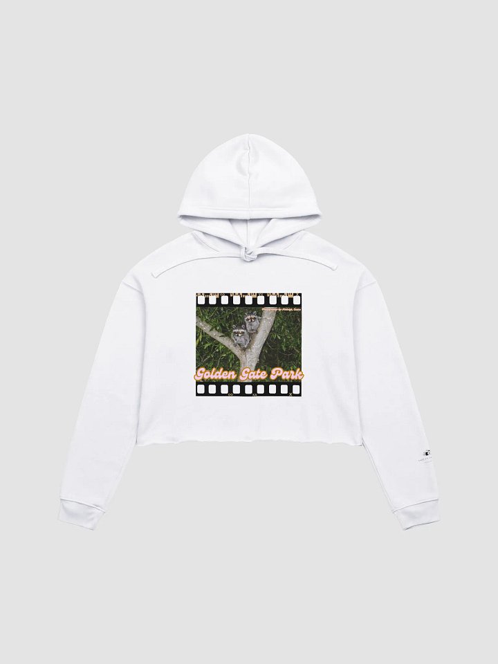 Golden Gate Park Raccoons Crop Top Hoodie (White) product image (1)
